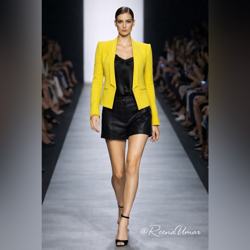 NWT BCBGMAXAZRIA “Guy” Yellow Open-Front Tailored Blazer – Size XXS
